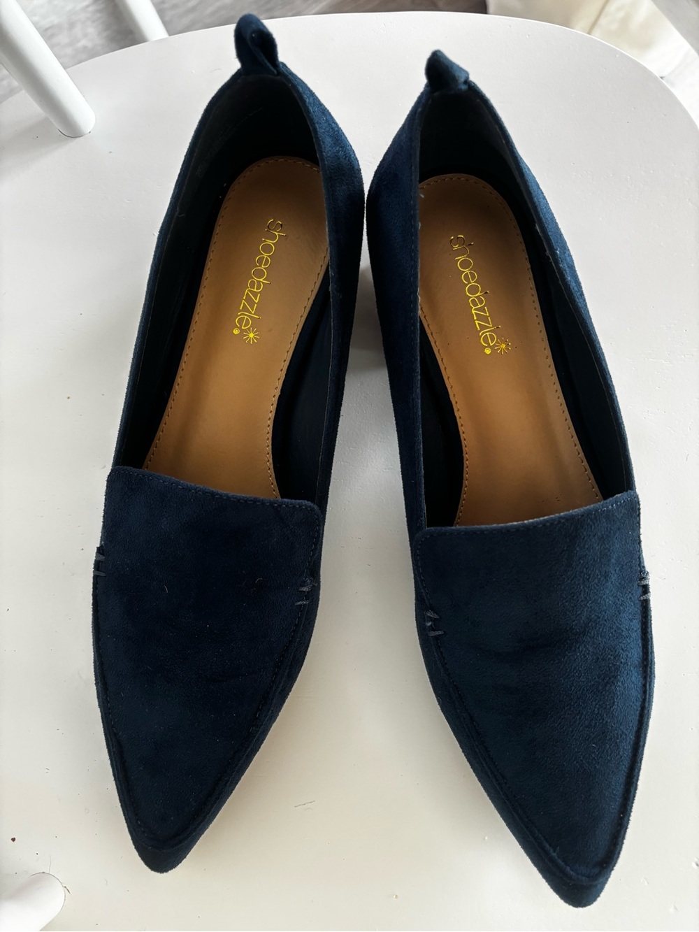 Shoedazzle Navy Suede Pointed-Toe Women’s Flats